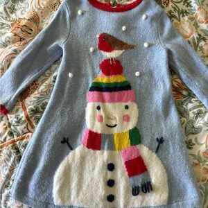 Mini Boden • Festive Knitted Snowman Dress • Size 12-18 mos.
